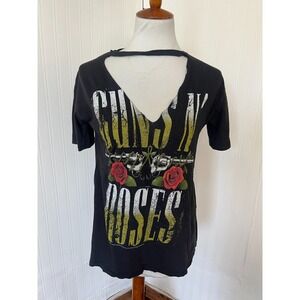 Bravado Womens Guns and Roses Choker Distressed Band T-shirt Size XS Rock Grunge